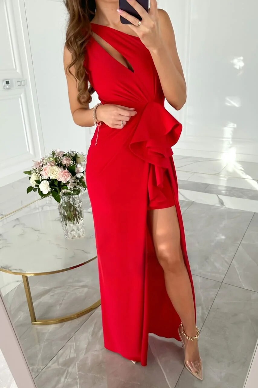 Tracy – Maxi-Kleid mit Einem Schulterträger und Raffung