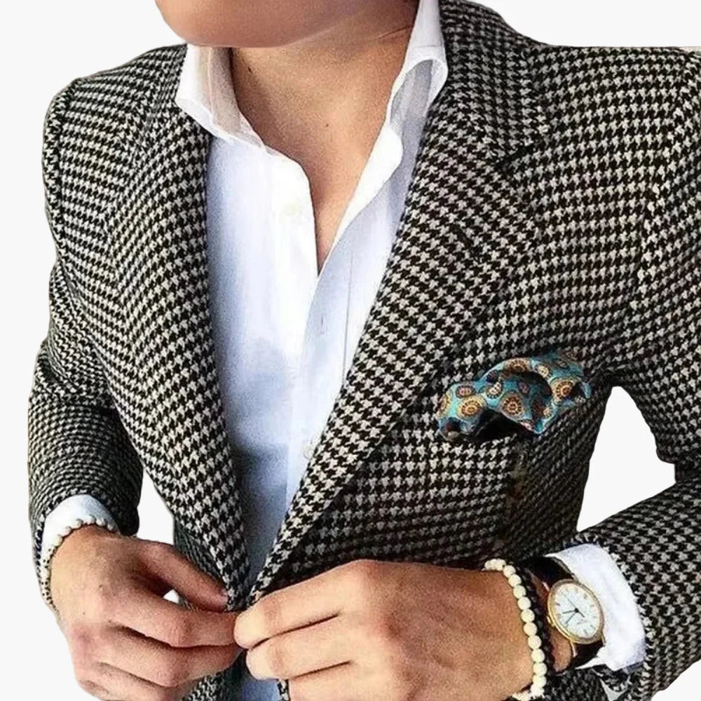 Men's Houndstooth Blazer – Elegant Business & Casual Jacket