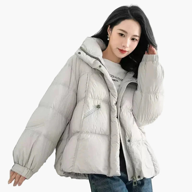 Damen Winter Steppjacke Oversize Stil mit Kapuze – Modische Freizeitjacke für kalte Tage