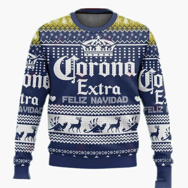 Herren Ugly Christmas Sweater Corona Extra – Lustiger Party-Pullover für Weihnachten