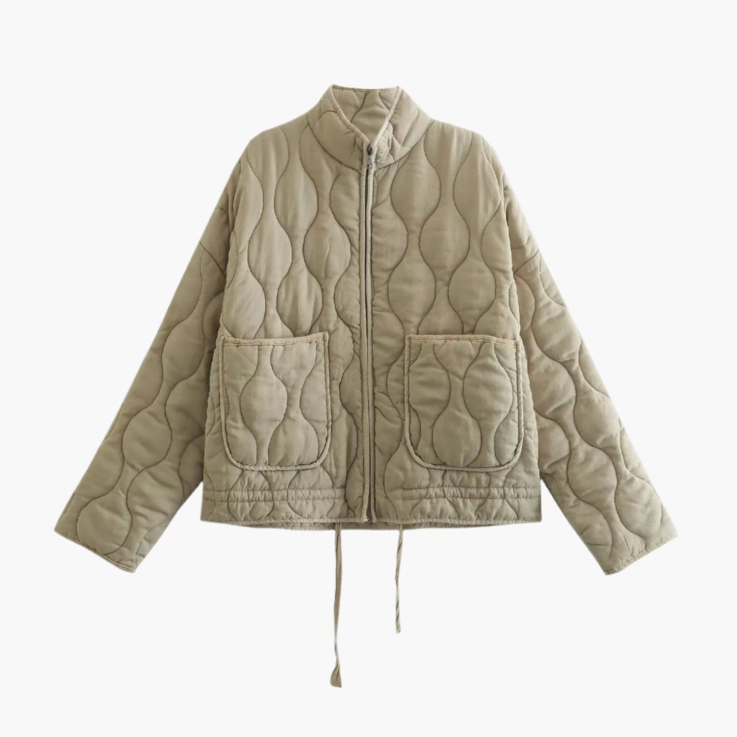 Women's Oversize Quilted Jacket with Pockets and Zipper – Fashionable Winter Jacket 2024