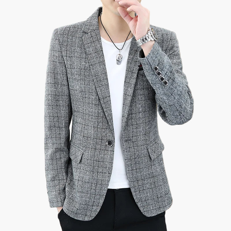 Men's Blazer Modern Checked – Elegant Business & Casual Jacket