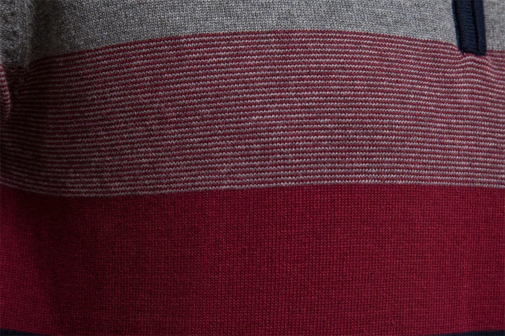 Herren Strickpullover mit Reißverschluss – Stilvoller Streifenpullover für Alltag und Büro