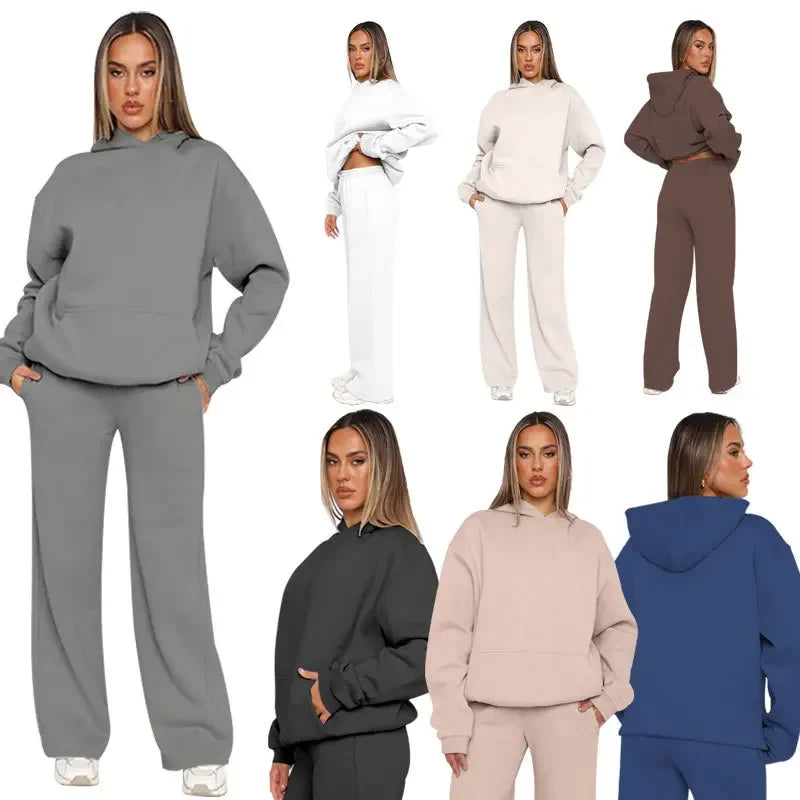 Women's loungewear set hoodie and wide pants – comfortable casual outfit