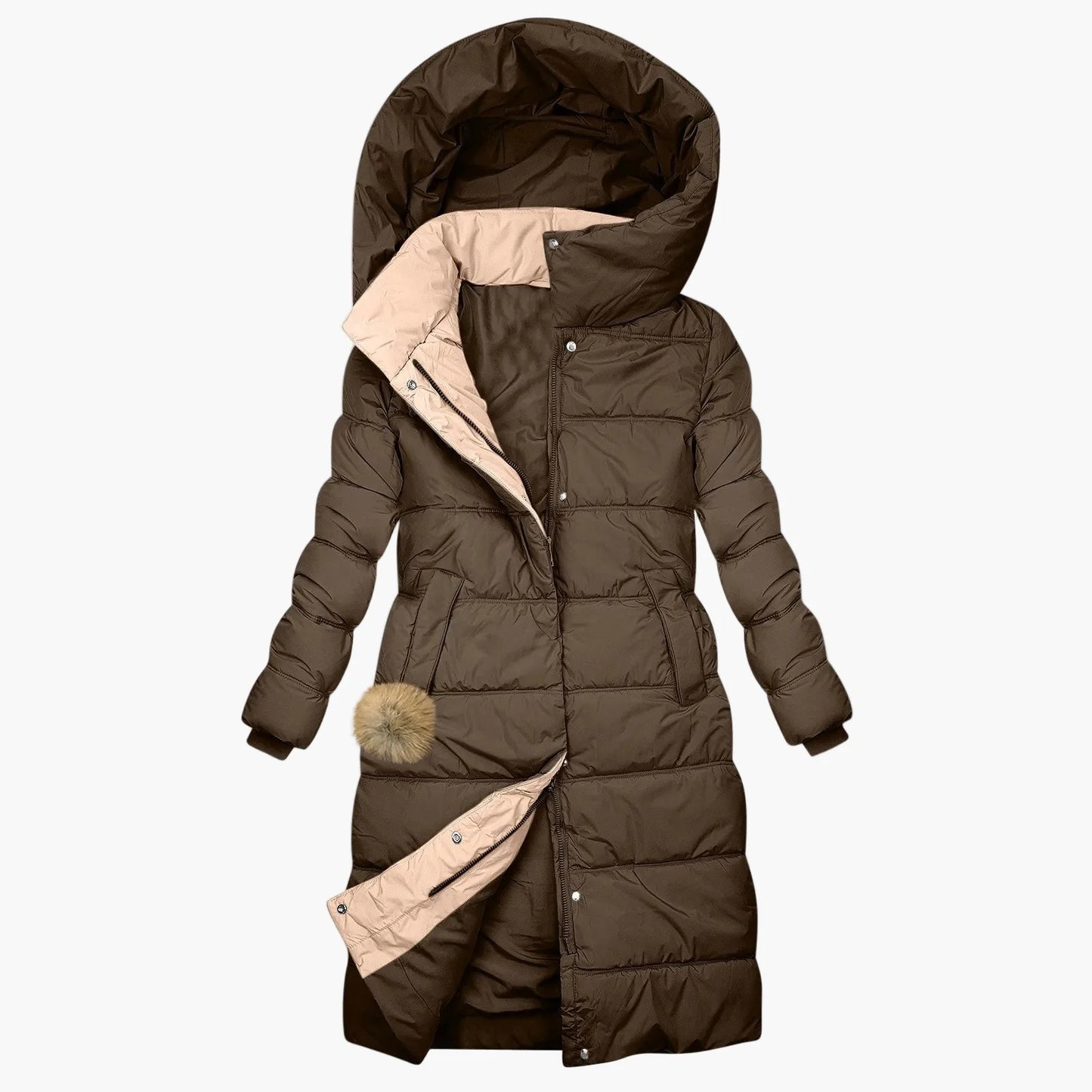 Women's Long Winter Coat Quilted Jacket with Hood – Fashionable Windproof Puffer for Cold Days