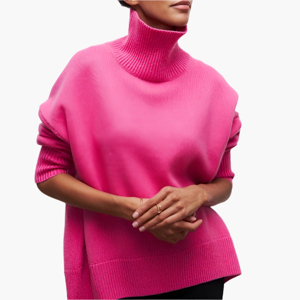 Damen Pullover mit Stehkragen und voluminösen Ärmeln – Eleganter Alltags-Strickpullover