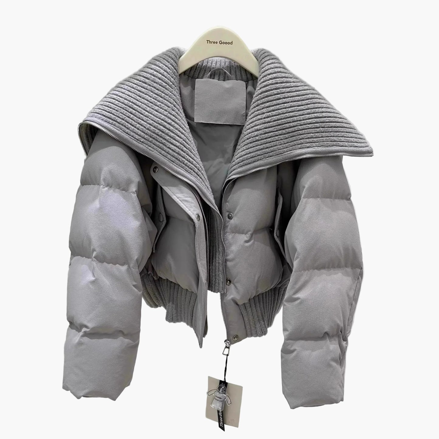 Women's Short Quilted Jacket with Large Collar – Fashionable Winter Jacket for Everyday and Leisure Use