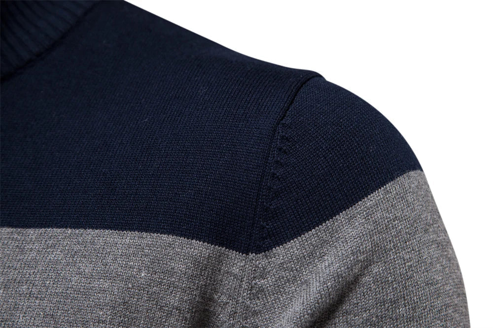 Herren Strickpullover mit Reißverschluss – Stilvoller Streifenpullover für Alltag und Büro