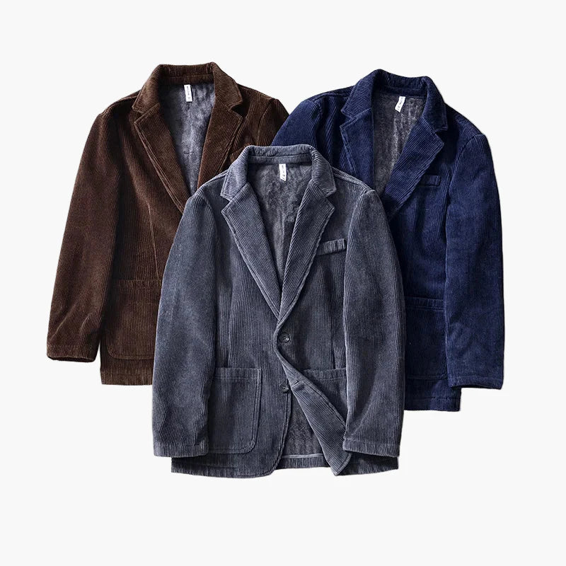 Men's Cord Blazer with Fleece Lining – Classic Casual Jacket for Autumn and Winter