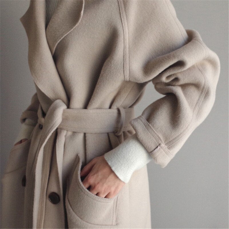Damen Eleganter Wintermantel – Lange Klassische Übergangsjacke für kalte Tage