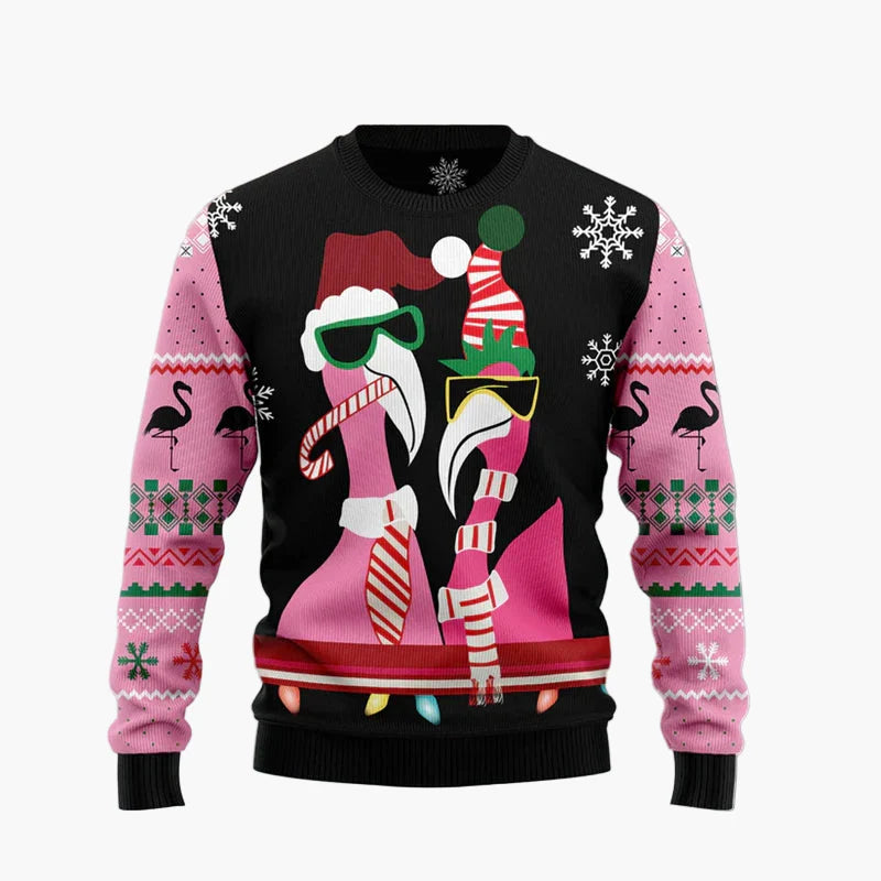 Men's & Women's Christmas Sweater Flamingo Funny – Ugly Christmas Sweater for Groups & Friends