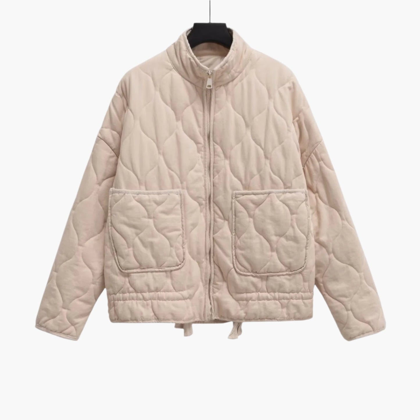 Women's Oversize Quilted Jacket with Pockets and Zipper – Fashionable Winter Jacket 2024
