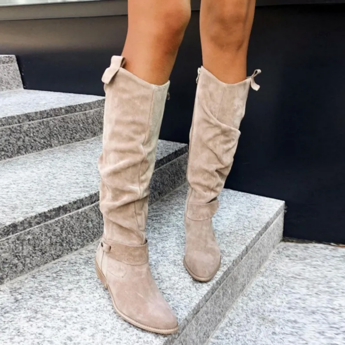 Damen Overknee Stiefel mit flachem Absatz – Modische Alltagsstiefel für Herbst und Winter