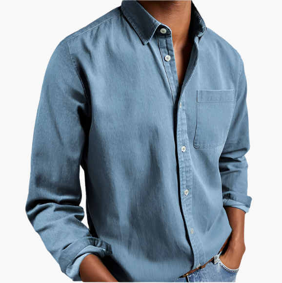 Herren Freizeit Jeanshemd – Klassischer Button-Down Stil für Alltag und Büro