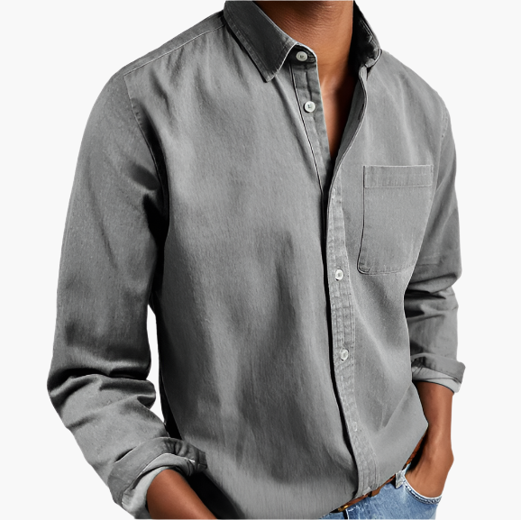 Herren Freizeit Jeanshemd – Klassischer Button-Down Stil für Alltag und Büro