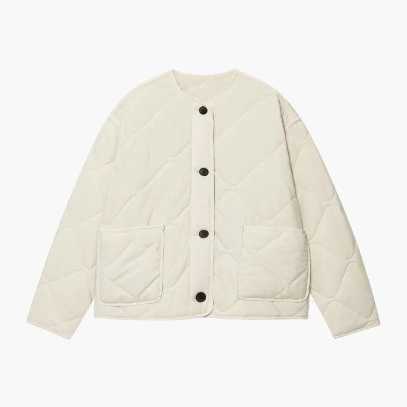 Women's quilted jacket casual transitional jacket with buttons and pockets – everyday & leisure