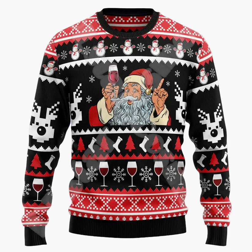 Herren Ugly Christmas Sweater Totenkopf Santa – Lustiger Weihnachtspullover für Männer
