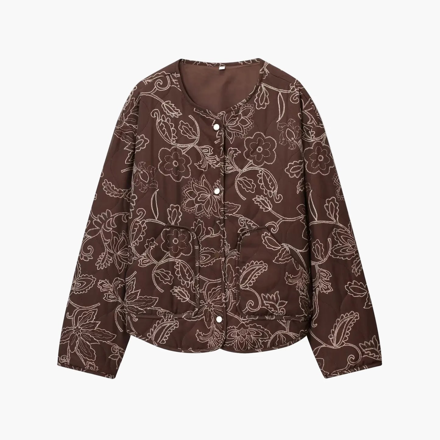 Women's transitional jacket with embroidered floral pattern – Casual city look, ideal for spring and autumn