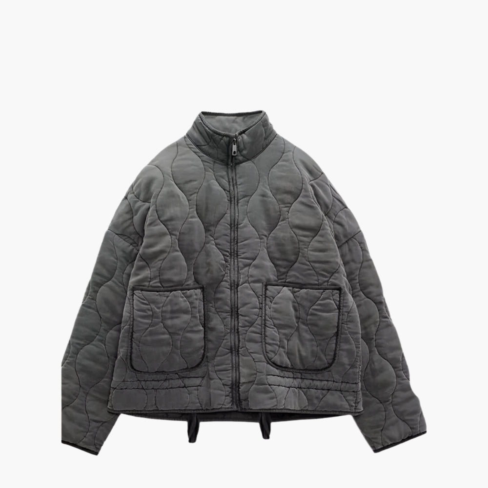 Women's Oversize Quilted Jacket with Pockets and Zipper – Fashionable Winter Jacket 2024