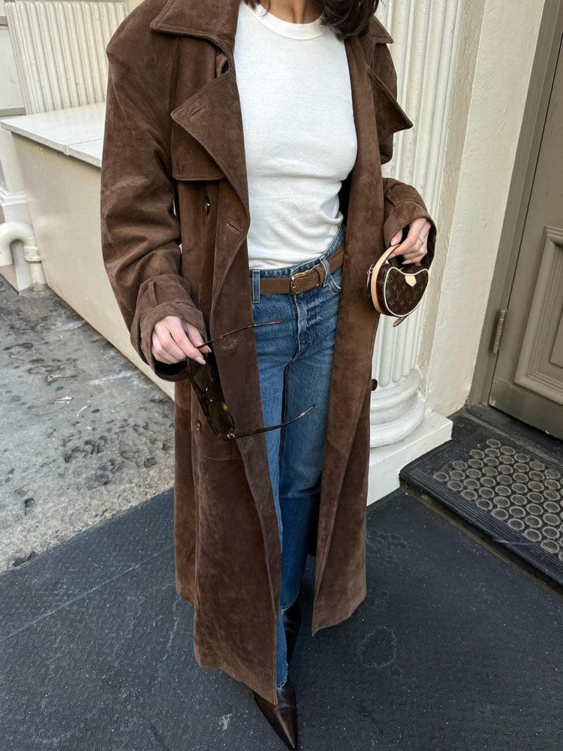 Damen Trenchcoat Lang Klassisch Eleganter Stil für Alltag und besondere Anlässe