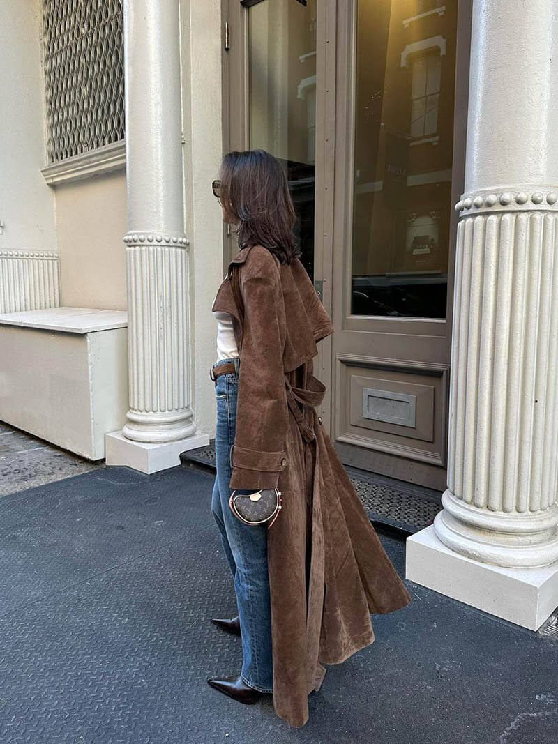 Damen Trenchcoat Lang Klassisch Eleganter Stil für Alltag und besondere Anlässe