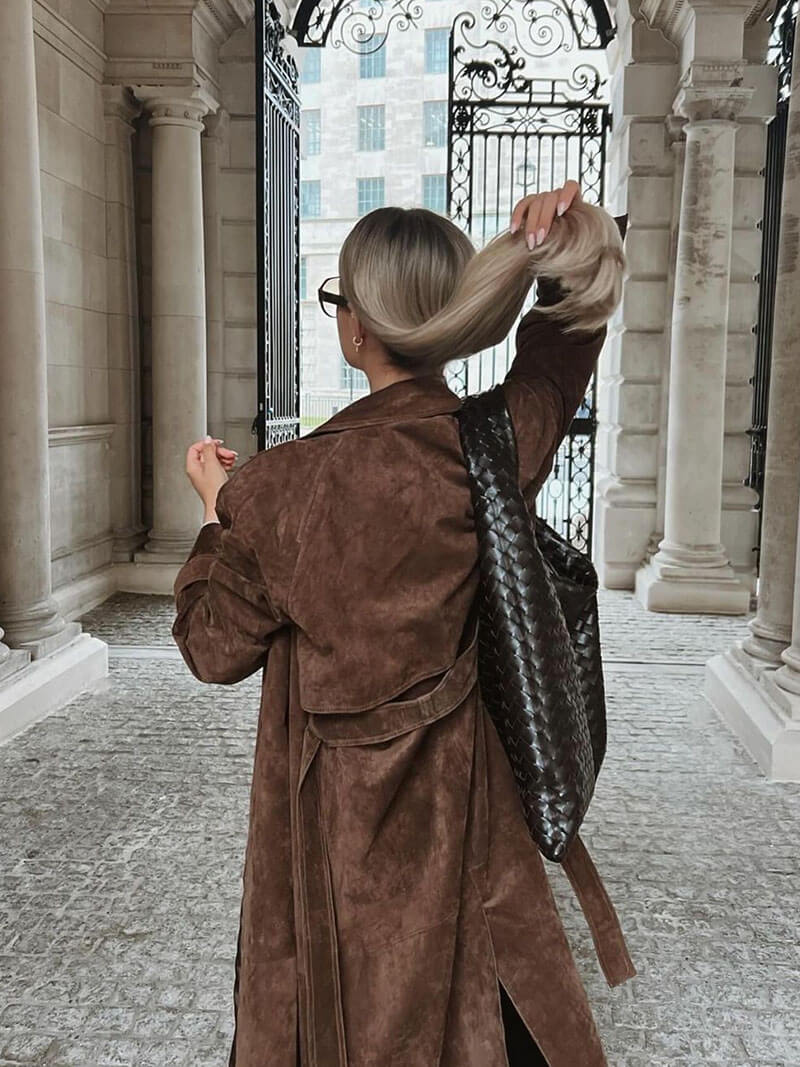 Damen Trenchcoat Lang Klassisch Eleganter Stil für Alltag und besondere Anlässe
