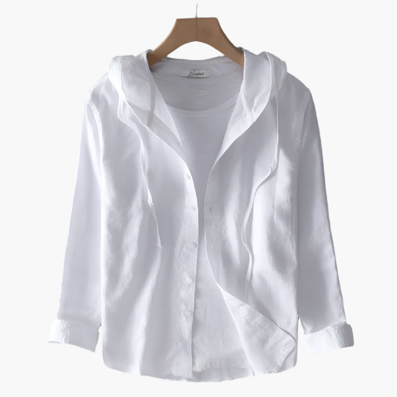 Damen -Baumwoll Bluse mit Kapuze – Klassisch, Leicht & Vielseitig