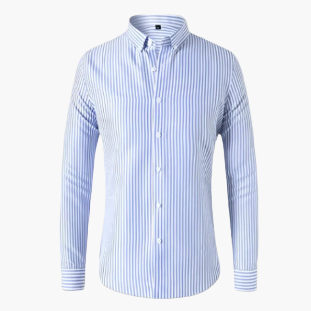Herren Business-Freizeithemd mit Streifenmuster – Elegantes Langarmhemd für Büro & Alltag