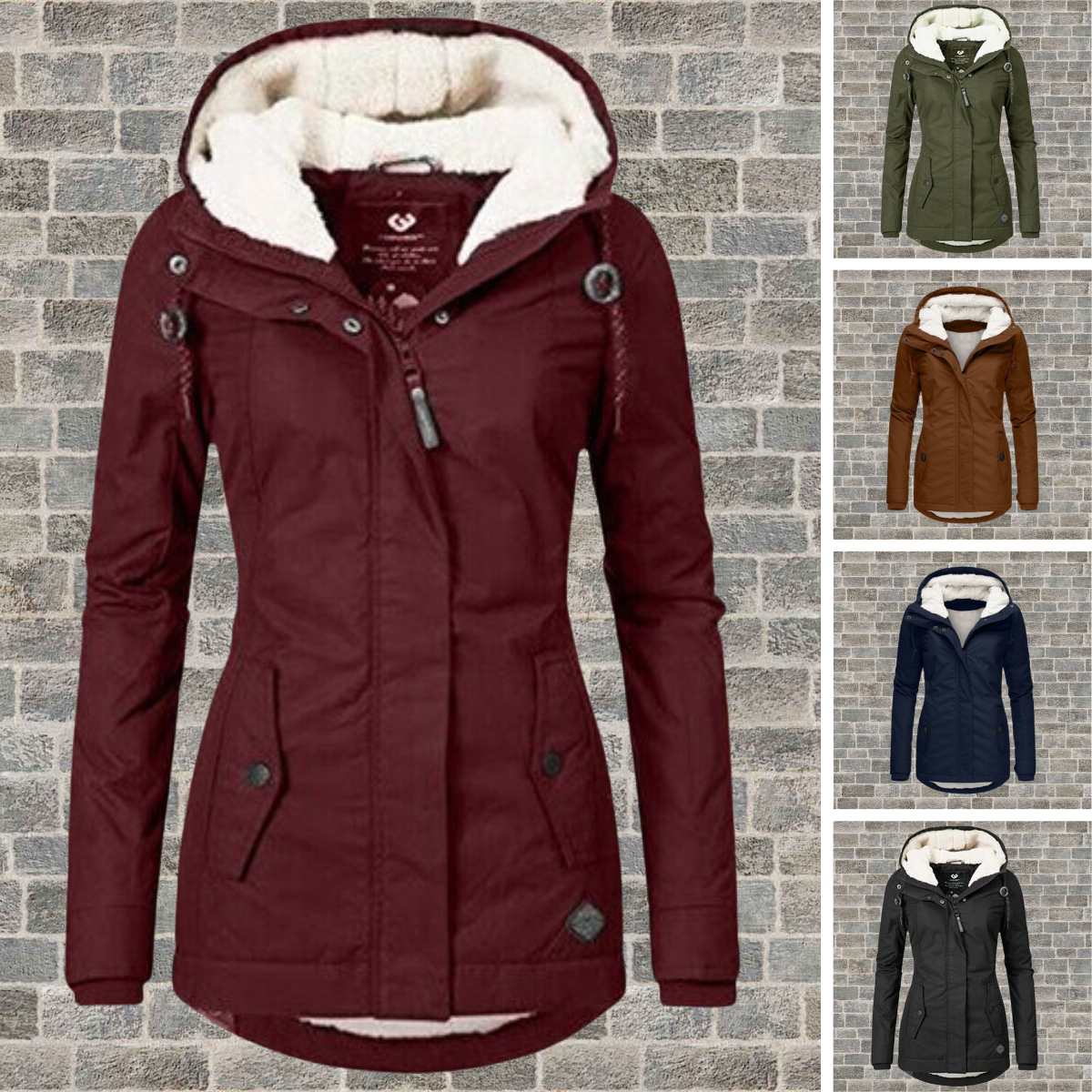 Women's winter parka with sherpa lining – fashionable hooded coat for cold days
