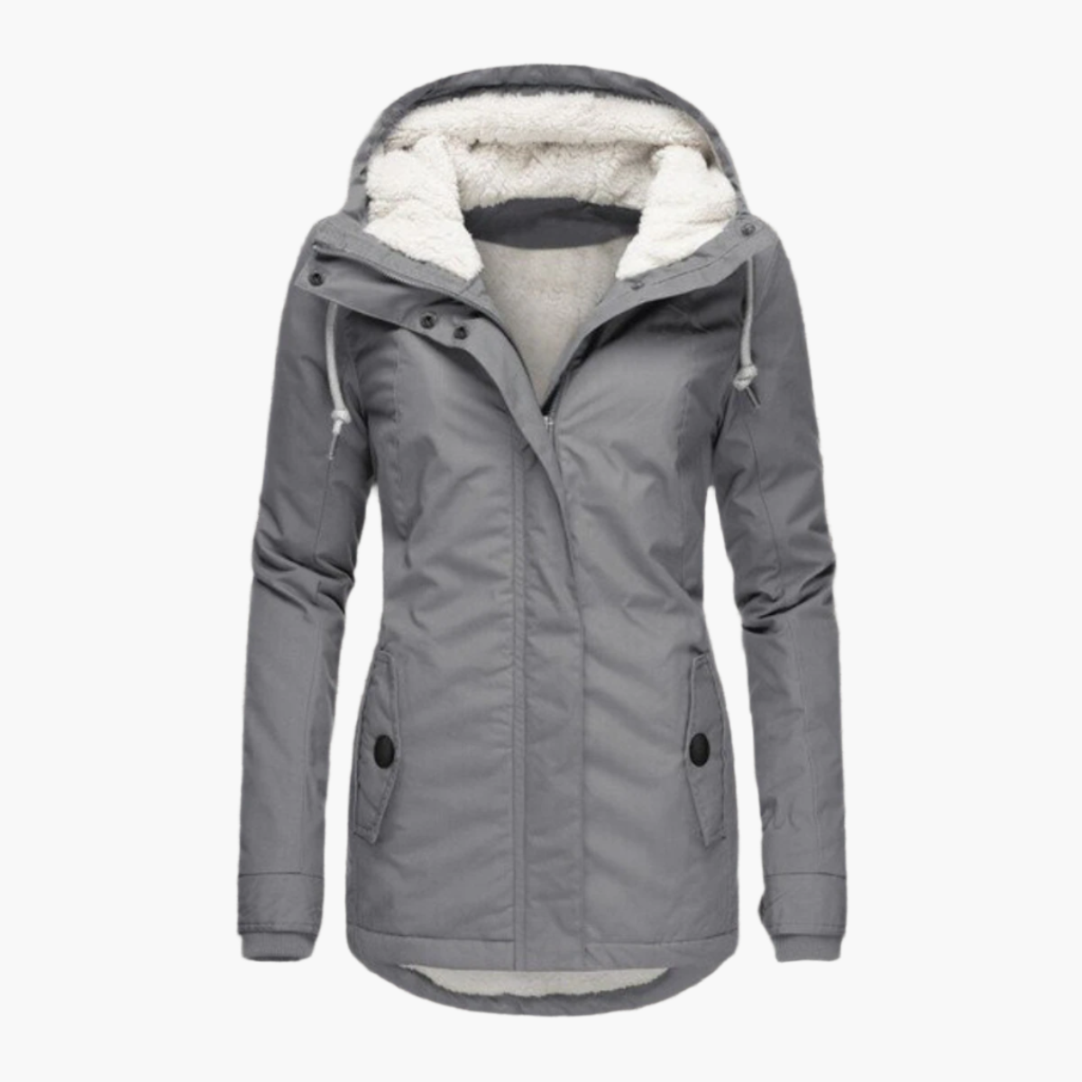 Women's winter parka with sherpa lining – fashionable hooded coat for cold days