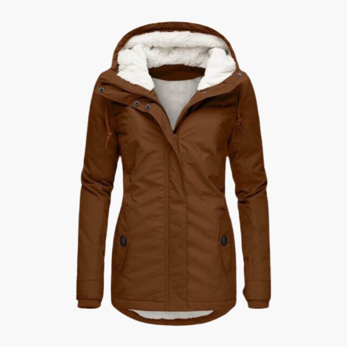 Women's winter parka with sherpa lining – fashionable hooded coat for cold days