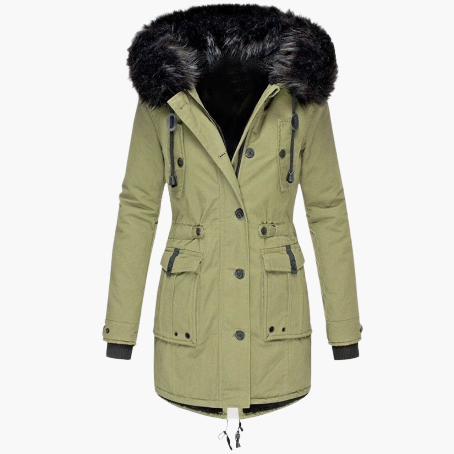 Damen Winterparka mit Kunstpelzkapuze – Stilvolle Outdoorjacke für kalte Tage