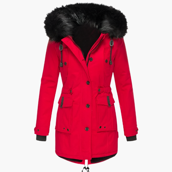 Damen Winterparka mit Kunstpelzkapuze – Stilvolle Outdoorjacke für kalte Tage
