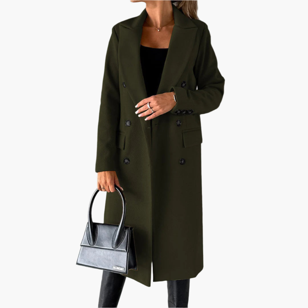 Damen Eleganter Mantel – Zweireihiger Wintermantel für stilvolle Outfits und Business-Looks