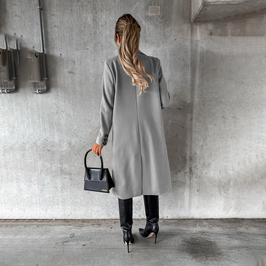 Damen Eleganter Mantel – Zweireihiger Wintermantel für stilvolle Outfits und Business-Looks