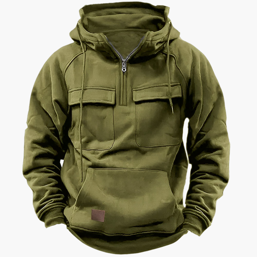 Men's Winter Hoodie with Zipper – Comfortable Military Style for Outdoor & Leisure