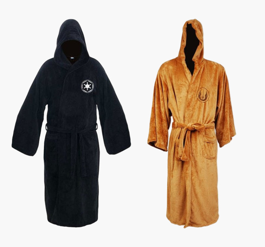 Men's Bathrobe in Jedi & Sith Style – Hooded Morning Gown for Star Wars Fans