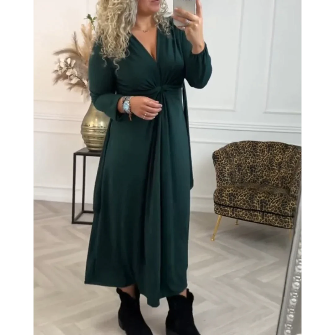Francesca – Langärmeliges Einfarbiges Damenkleid