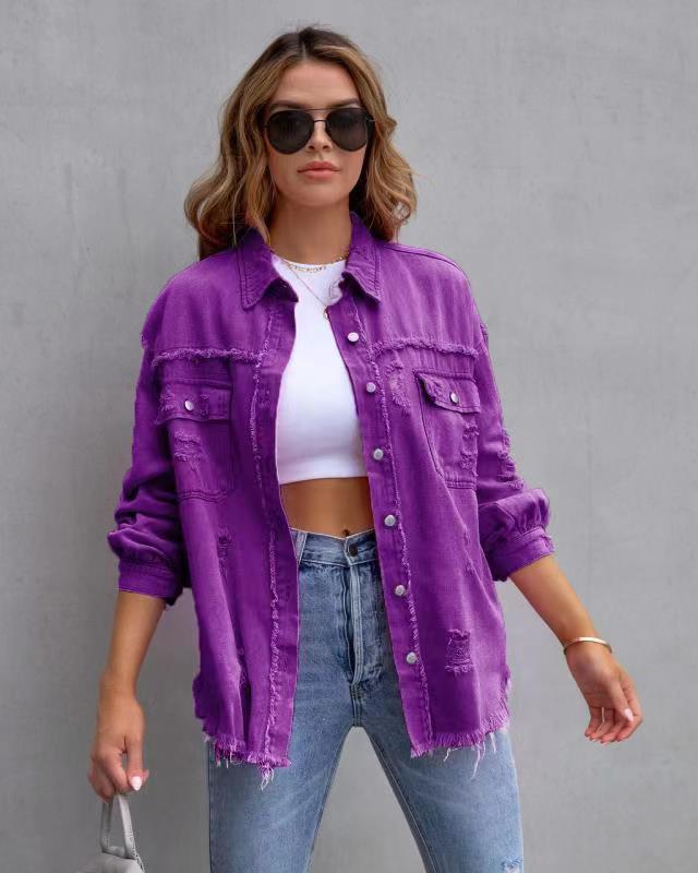 Wendy – Modisches Ripped Shirt-Jacke für Frauen im Herbst und Frühling