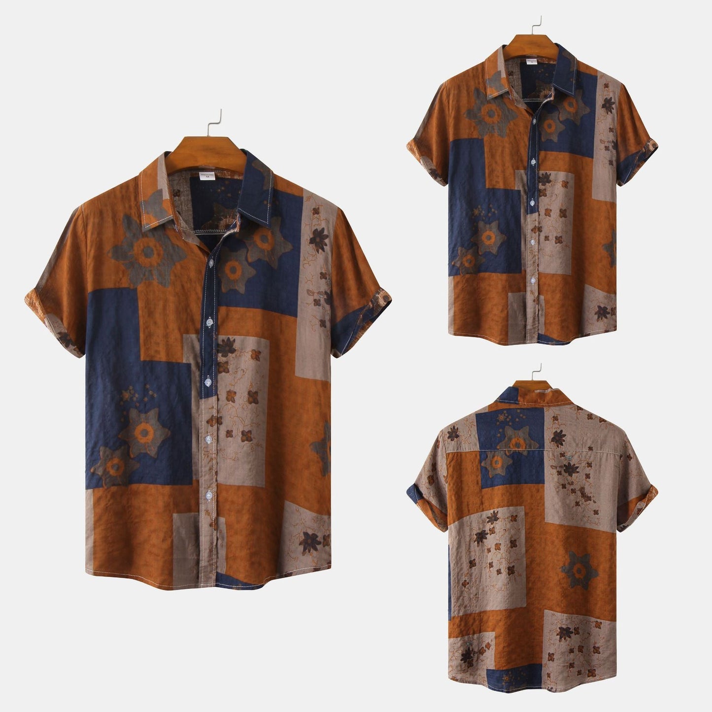 Herren Vintage Kurzarmhemd mit Blumenmuster – Lässiges Sommerhemd für Freizeit und Urlaub