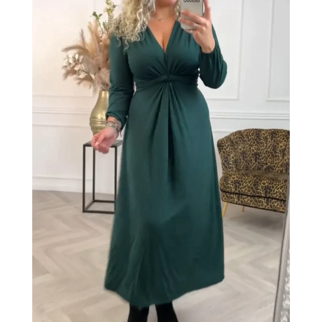 Francesca – Langärmeliges Einfarbiges Damenkleid
