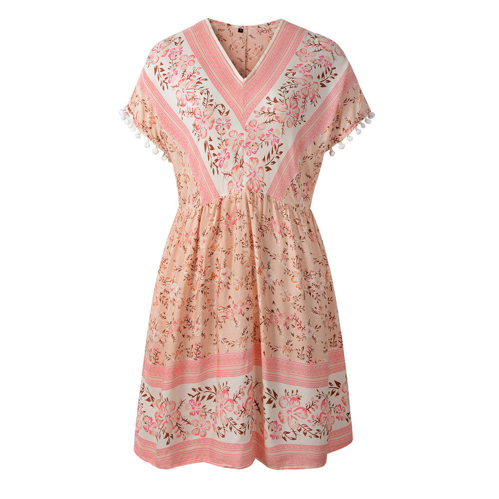 Harriet – Sommerliches Boho-Blumenkleid mit V-Ausschnitt