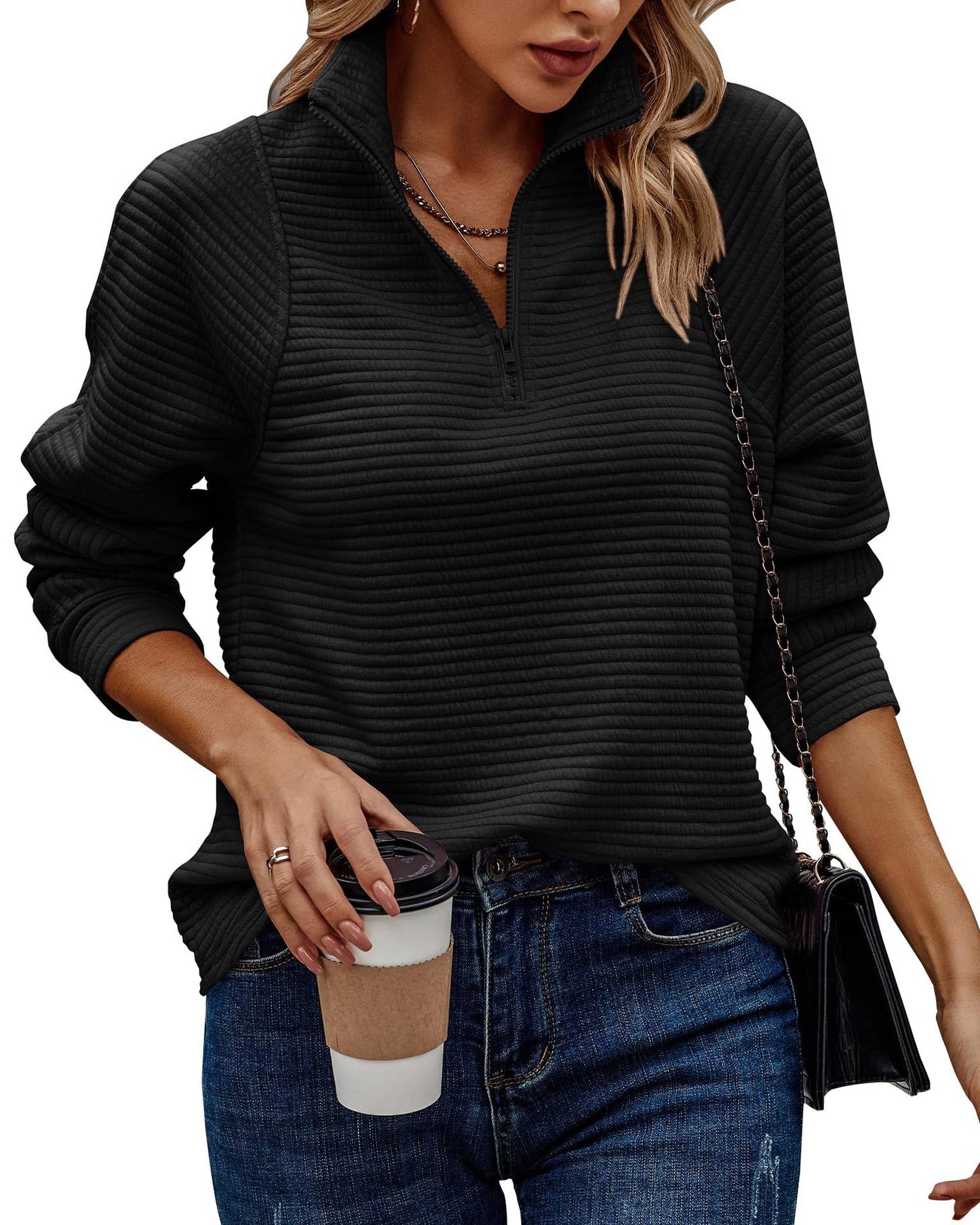 Spencer – Lockere Pullover mit Schlangenknochen-Muster und Stehkragen