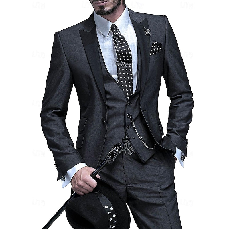 Herren 3-Teiliges Slim Fit Anzug Set – Eleganter Business & Hochzeitsanzug