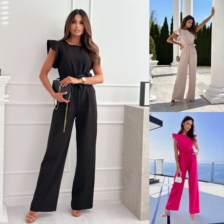 Damen Eleganter Jumpsuit mit Weitem Bein und Modernem Schnitt – Perfekt für Büro und Events