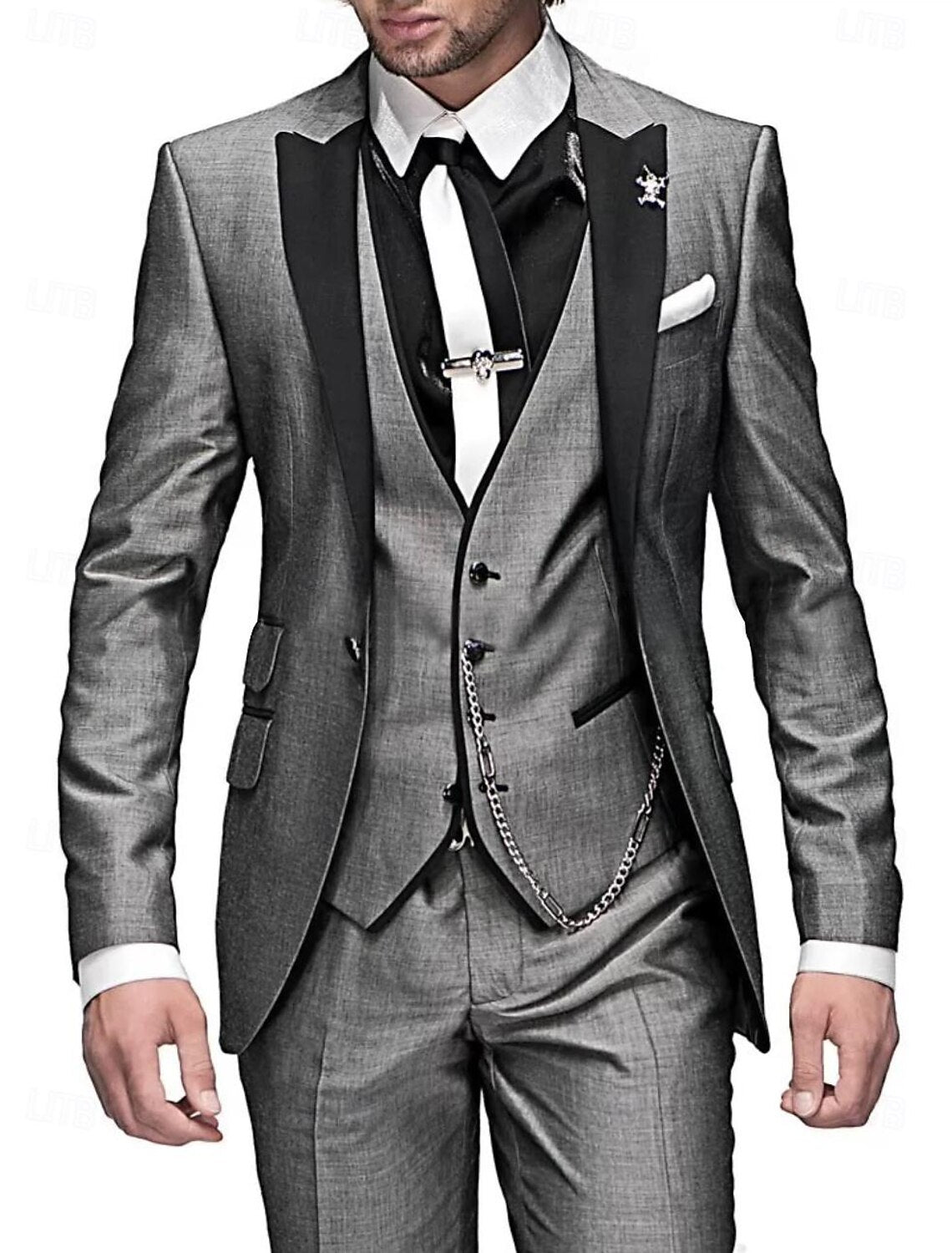 Herren 3-Teiliges Slim Fit Anzug Set – Eleganter Business & Hochzeitsanzug