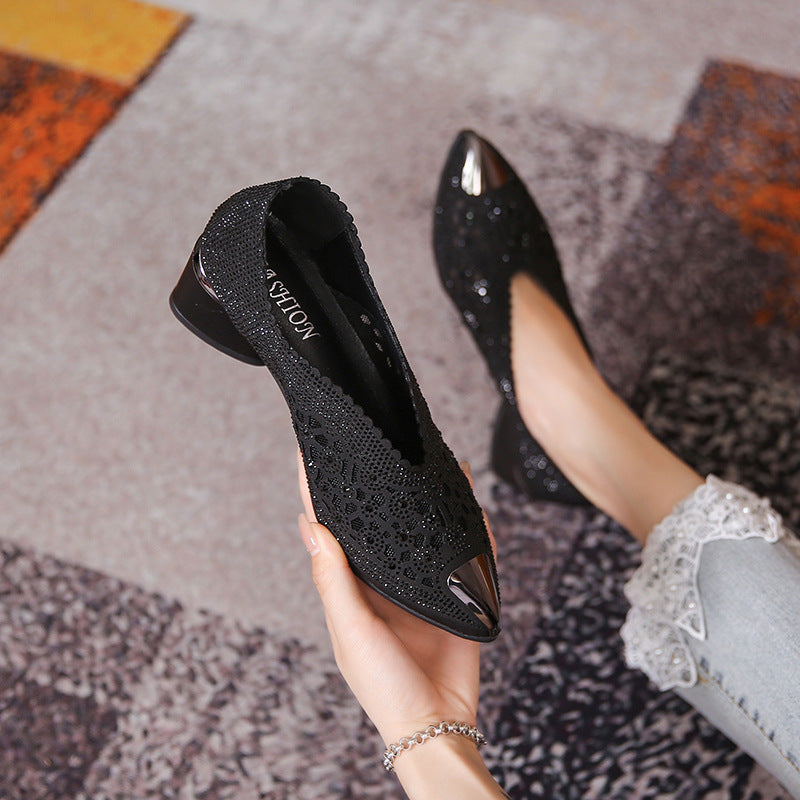 Michelle – High Mesh Pumps with Rhinestones