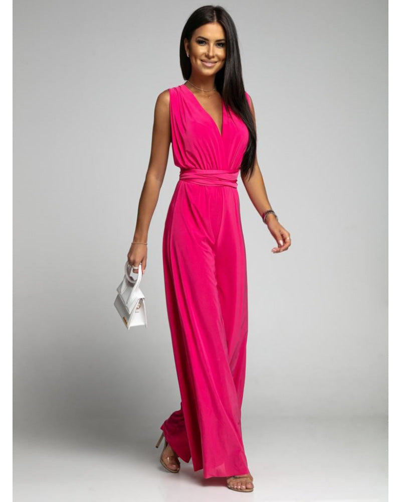 Emily – Deep V-Neck Sleeveless Backless Jumpsuit