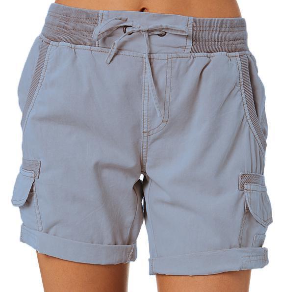 Damen Cargo Shorts Freizeit Sommer mit Kordelzug, Elastischem Bund und Taschen – Bequeme Outdoor & Casual Bermudashorts