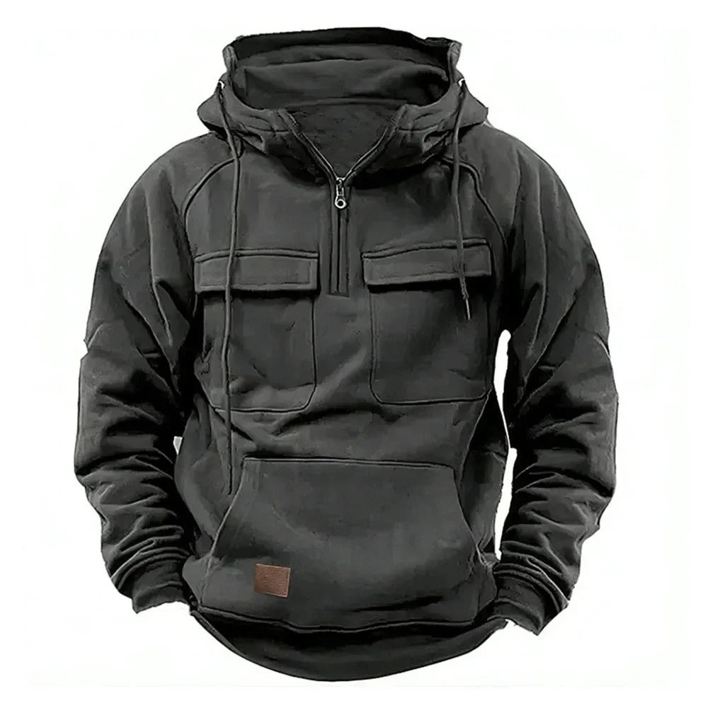 Men's Winter Hoodie with Zipper – Comfortable Military Style for Outdoor & Leisure